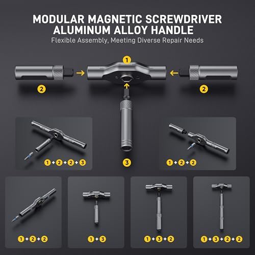 42 in 1 Magnetic Screwdriver Set, Multi Bit Ratcheting Screwdriver Set | with T Handle, Storage Case Repair Tool Kit for Computer, Eyeglass, Bicycles, Watch, Ring Doorbell, Furniture and DIY Man