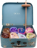 DICHA 3 Inch Drop Spindle Kit- High Low Whorl Wooden Spindles with 5.6 Oz Merino Wool/Top and Instructions-Weaving Spinning Wheels for Beginners-All in A Gift Box-Perfect Spinner Gifts（MC）