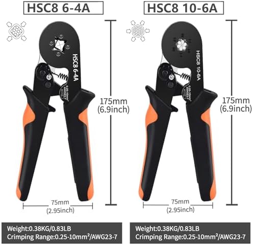 Crimping Terminal,Multiple Crimping Pliers HSC86-4/6 Combination,Electrical Equipment Connector,Wire Connection Terminal(HSC8 6-4A TE1200PCS)