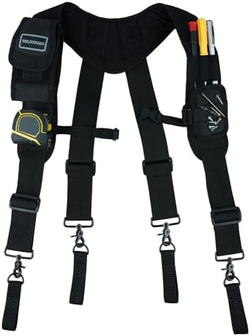 MELOTOUGH Magnetic Tool Belt Suspenders with Magnetic WristBand for Work Belt Padded Suspenders Constrcution