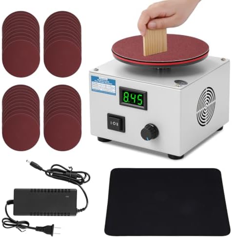 MXBAOHENG Mini Bench Disc Sander 6" Sanding Disc Machine w/ 40 Sandpapers
