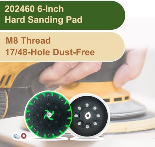 Upgraded 202460 6-Inch(150mm) Hard Sanding Pad, 48-Hole, M8 Thread, Compatible with Festool ETS 150/3 EQ, ETS EC 150/5 EQ, ETS EC 150/3 EQ, ETS 150/5 EQ Sander Models, 1 Pack