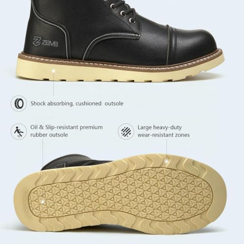 Steel Toe Boots for Men & Women,Slip On Work Boots for Construction