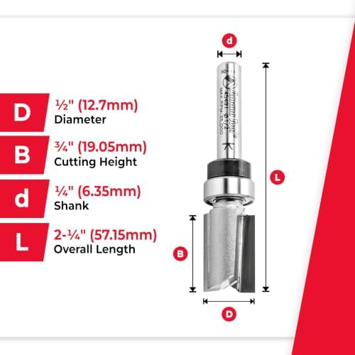 Amana Tool - 45491 Carbide Tipped Flush Trim Plunge Template 1/2 Dia x 3/4 x 1/4" Shan