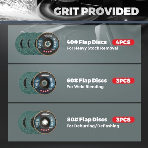 10 Pack ABRAPRO T29 Jumbo Zirconia Flap Discs 6" x 7/8", 40/60/80 Grit