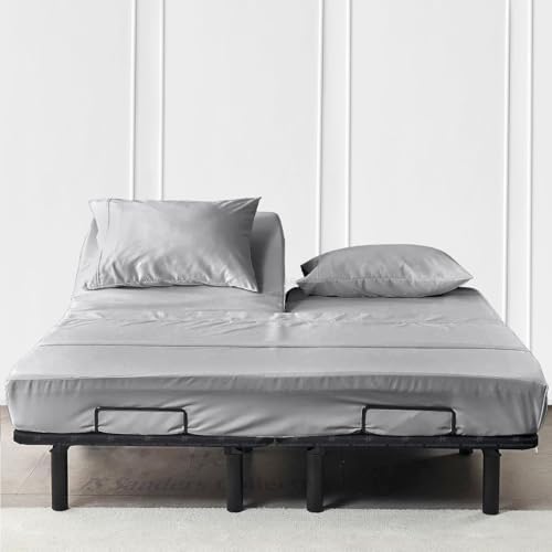 JS Sanders Collection Split Head Sheet Set 4PC Cal. King Size, Silver