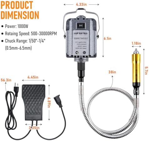 lesolar 1000W 30000RPM Flex Shaft Rotary Tool