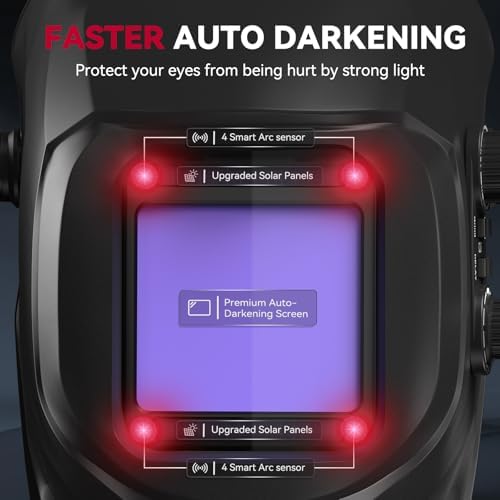 ARCCAPTAIN Auto Darkening Welding Helmet, 3.94"X3.66" Large Viewing Screen