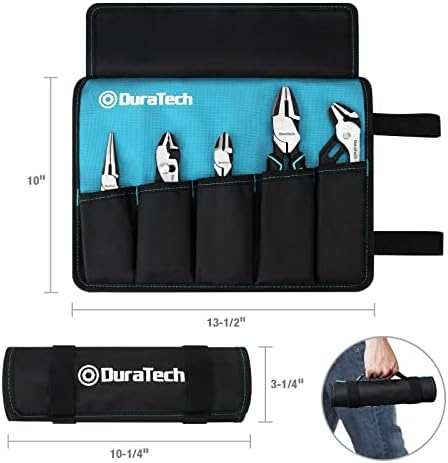 DURATECH 5-Piece Pliers Set, Cr-Ni Pliers Tool with Storage Rolling Pouch