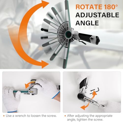 1/2" x 18" Air Belt Sander - Mini All Angle Handheld Sander with 3 Belts (36/40/60#) Industrial Pneumatic Tool