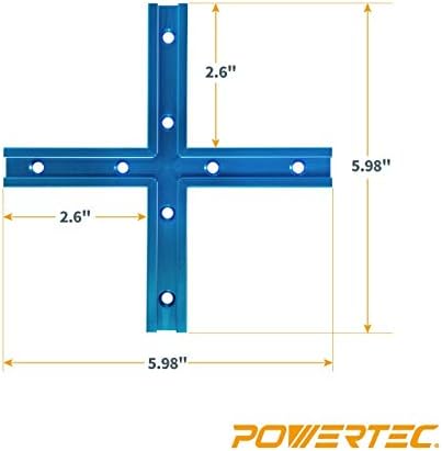 POWERTEC 71698 3" T-Track Intersection Kit with Predrilled Mounting Holes, For Universal T track, T Track Accessories for Woodworking Jigs and Fixtures