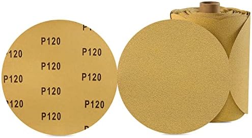 100 PCS 6 Inch PSA Sanding Discs 120 Grit Sandpapers Self Stick Sand Paper Adhesive Backed Sandpaper Roll Designed for Woodworking Metal Polishing