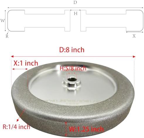 4-in-1 CBN Grinding Wheel 8 Inch, 5/8" Arbor, 1.25" Wide, 320 Grit