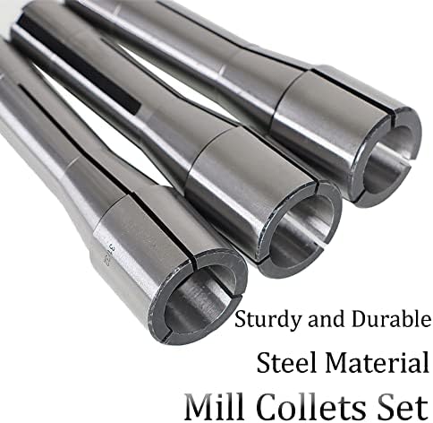 kimllier 29Pcs Mill Collets Set Mill Chuck Holder Kit 1/32-1 R8 Collet Set Threaded Internally 7/16-20 R8 Accuracy Round Spring Collet