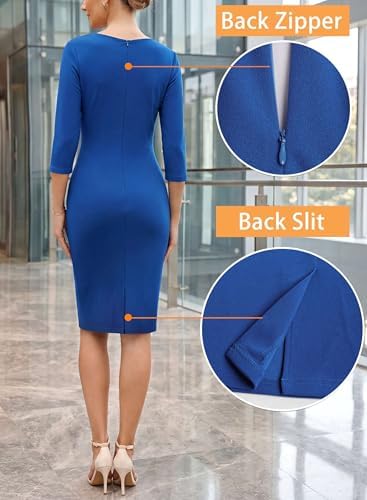 VFSHOW Womens Work Business Office Zipper Up Slim Bodycon Sheath Dress