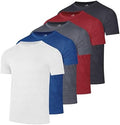 5 Pack Men's Dry Fit Workout T Shirts Crew Neck Athletic Gym Running Tees