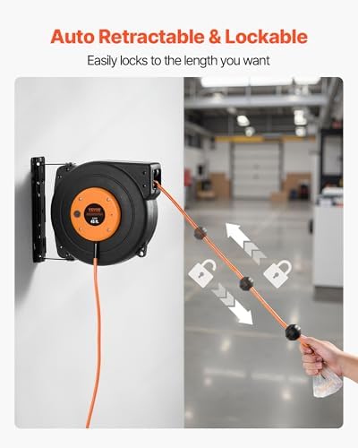VEVOR Retractable Extension Cord Reel 45 FT 12AWG/3C SJTOW Cord Heavy Duty