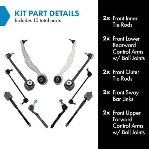 TRQ Front Steering & Suspension Kit Control Arm with Ball Joint Sway Bar
