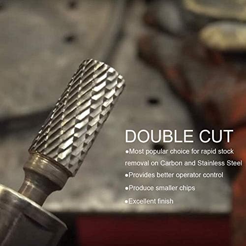 Carbide Burr Set 1/4" Shank SB-5 Die Grinder Bits Tungsten Double Cut Burr Bits (1/2" Cutter Dia X 1" Cutter Length) for Die Grinder Kits Metal Grinding Drilling Polishing (1pcs)