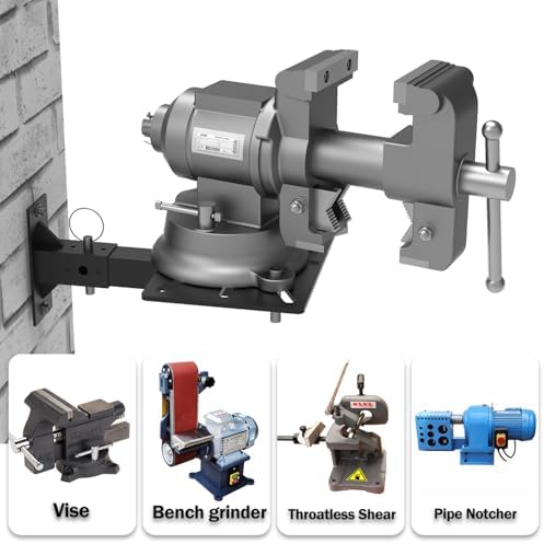 Mount Vise and Grinder, Suitable for use on Notching Machines, Grinders, Vises, Shears and Shrinkers, Wall and Desktop Mounting, Black