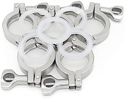 QiiMii 13MHHM Stainless Steel 304 Single Pin Heavy Duty Tri Clamp with Wing Nut for Ferrule TC 1.5"(5 Pack) (1.5 Inch)