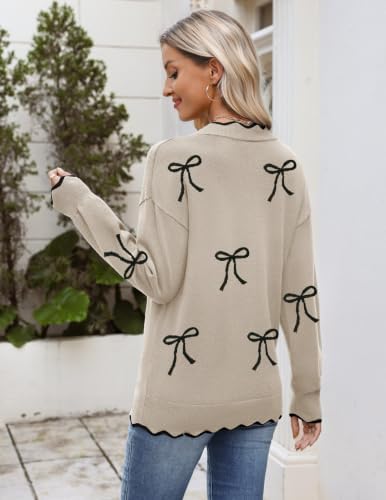Zeagoo Women's 2026 Fall V Neck Sweater Long Sleeve Lightweight Knit Tops