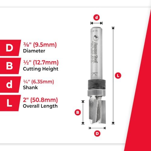 Amana Tool - 45475-3US Carbide Tipped Up Shear Face Plunge Template 3/8 Dia x 1/2 x 1/4 In