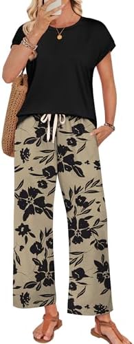 WIHOLL Two Piece Sets for Women Summer Spring Outfits Lounge Sets Beach Vacation Clothes Airport Travel Matching Clothing