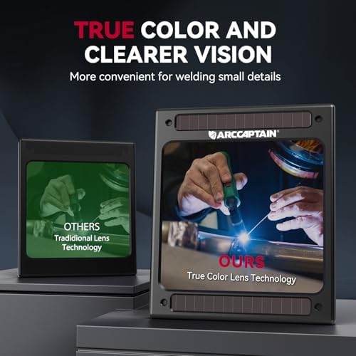 ARCCAPTAIN Auto Darkening Welding Helmet, 3.94"X3.66" Large Viewing Screen