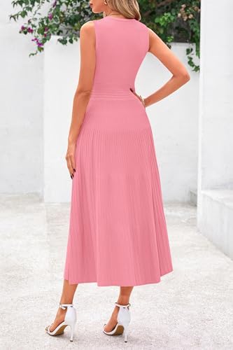 PRETTYGARDEN Women's Summer Pleated Midi Work Dress