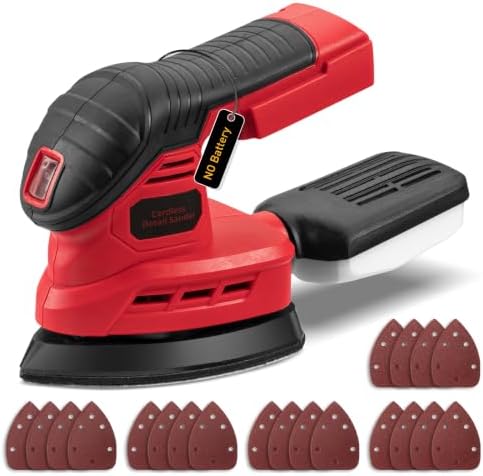 Brushless Detail Sander Compatible with Milwaukee 18V Battery, Red