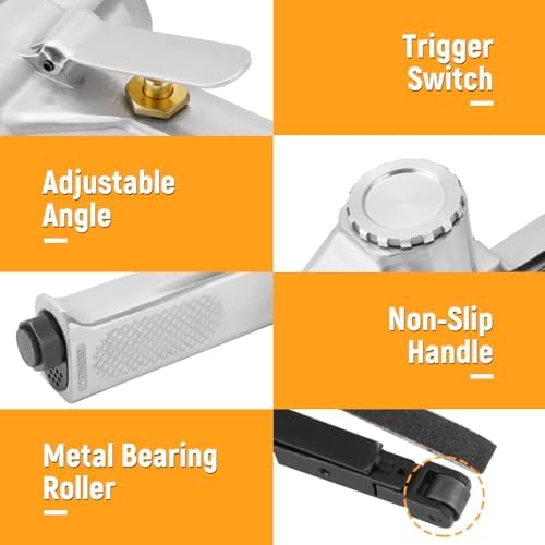 Hoteche 3/8" x 13" Air Belt Sander, High Speed Pneumatic Belt Sander, Professional Finger Sander for Spot Weld Removal, Grinding & Polishing in Narrow Spaces