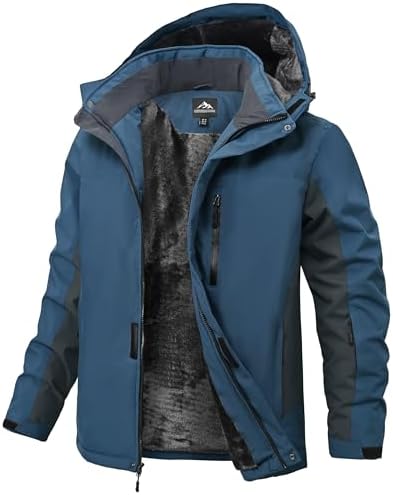 Mens Winter Snow Jacket Waterproof Ski Jackets Snowboard Rain Warm Coat Insulated Hood Fleece Lined
