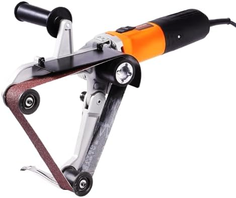 VEVOR 1000W Pipe Belt Sander, 6-Speed Tube Polisher 1100-3200rpm, Handheld Grinding Sanding Tool with 3PCS Sanding Belts, Ideal for Rust Burnishing Finishing Removal