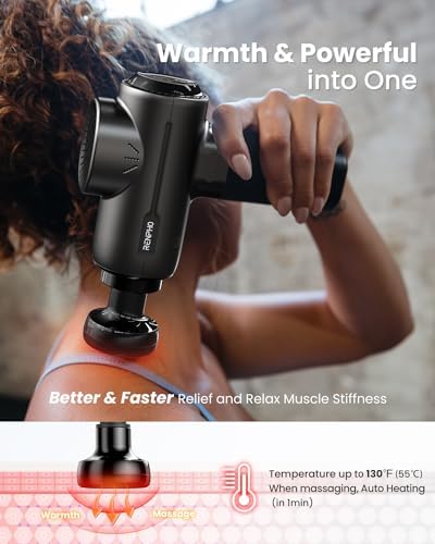 RENPHO Active+ Thermal Massage Gun with Heat, App Control, Muscle Massager