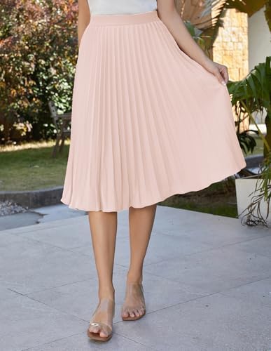 GRACE KARIN Pleated Midi Skirt for Women Chiffon A-Line Outfits