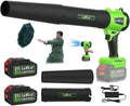 Cordless Leaf Blower, 6 Variable Speeds, 2×3.0Ah Batteries & Charger