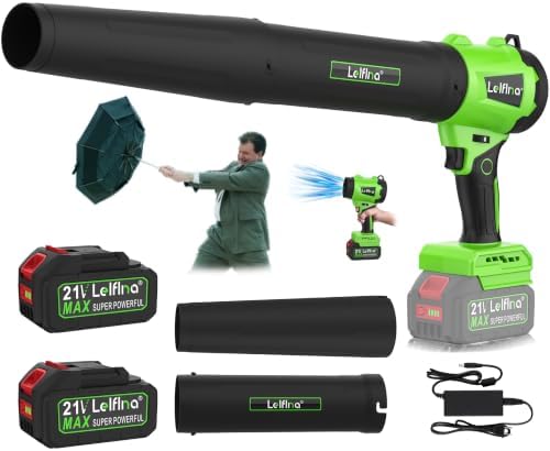 Cordless Leaf Blower, 6 Variable Speeds, 2×3.0Ah Batteries & Charger