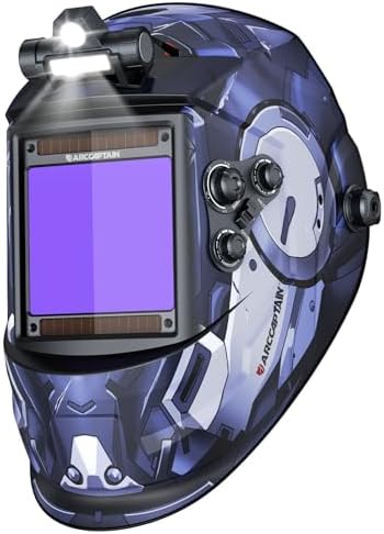ARCCAPTAIN Auto Darkening Welding Helmet with Light, 3.94"X3.66" Large View