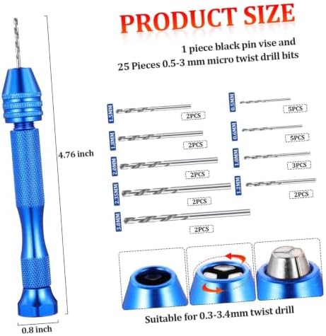 Uonlytech 76pcs Mini Drill Bits for Precision Work Set Manual Hand Drill for Hobbyists and Model Makers