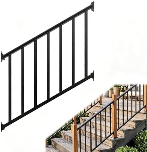 Metty Metal 4Ft W x 36in H Stair Deck Railing Kit, Textured Black AAMA2604 Powder Coat, IBC Certified Guard Rail for Deck Porch Balcony Patio Outdoor