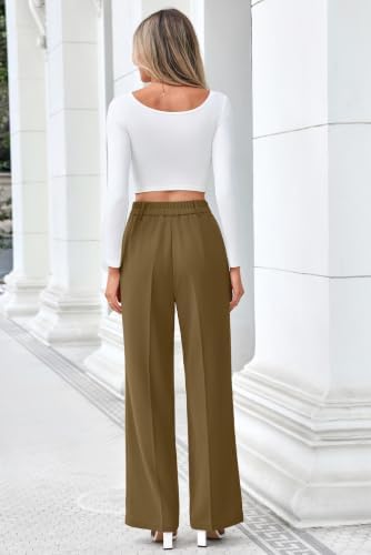 FUNYYZO Wide Leg Dress Pants for Women Work Slacks Business Casual Outfits