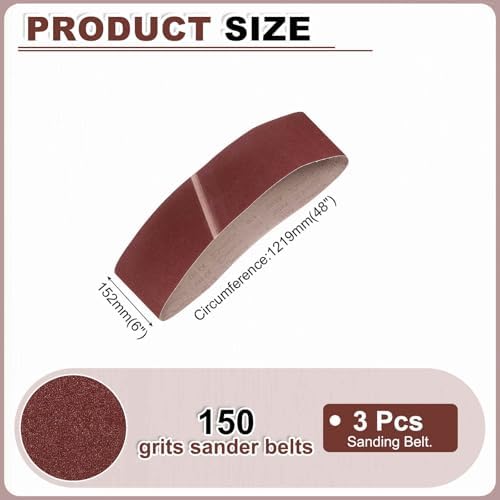 HARFINGTON 6 x 48 Inch Sanding Belts, 3 Pcs 150 Grits Aluminum Oxide