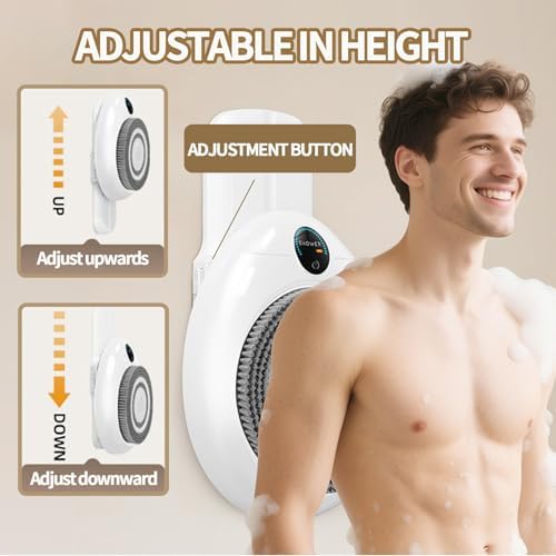 Electric Bathing Brush with Spin Head,Smart Wall Mounted Exfoliating Brush, Shower Back Scrubber 360 Rotation, 3-Speed Adjustment, for Cleansing & Massage