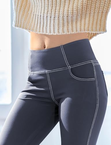 VOOVEEYA Women's Bootcut Leggings - Bootleg Yoga Pants Flare with 4 Pockets