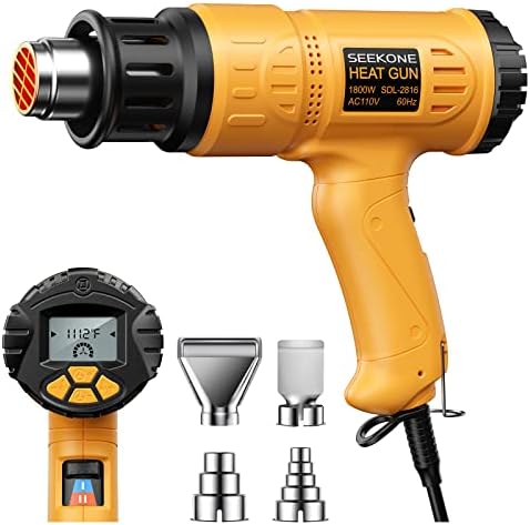 SEEKONE 1800W Heat Gun with LCD Display 122°F-1112°F for Paint Removal