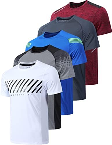 Liberty Imports 5 Pack Men's Active Quick Dry Crew Neck T Shirts