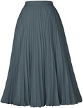 GRACE KARIN Pleated Midi Skirt for Women Chiffon A-Line Outfits