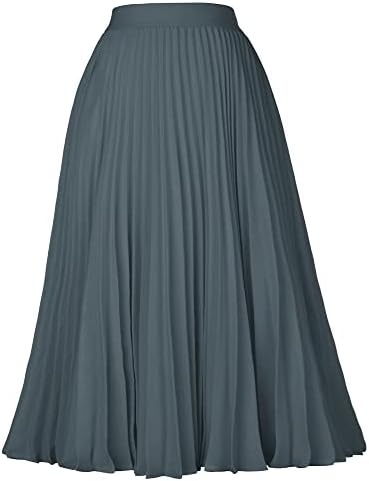 GRACE KARIN Pleated Midi Skirt for Women Chiffon A-Line Outfits