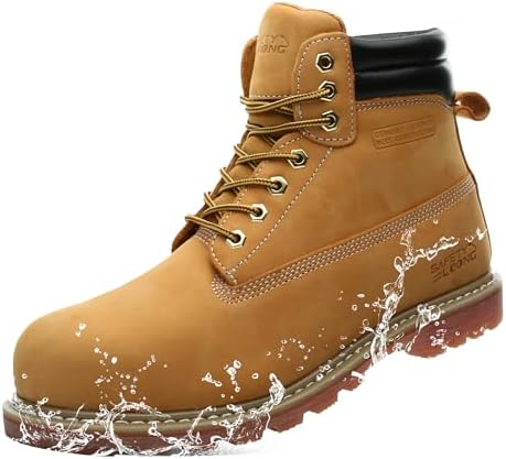 Work Boots for Men Soft Toe Waterproof Leather Workboots